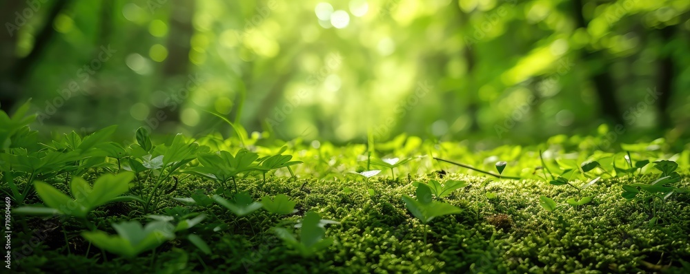 Grass and green leaves in a forest, untouched nature a concept Grass and green leaves in a forest, untouched nature a concept