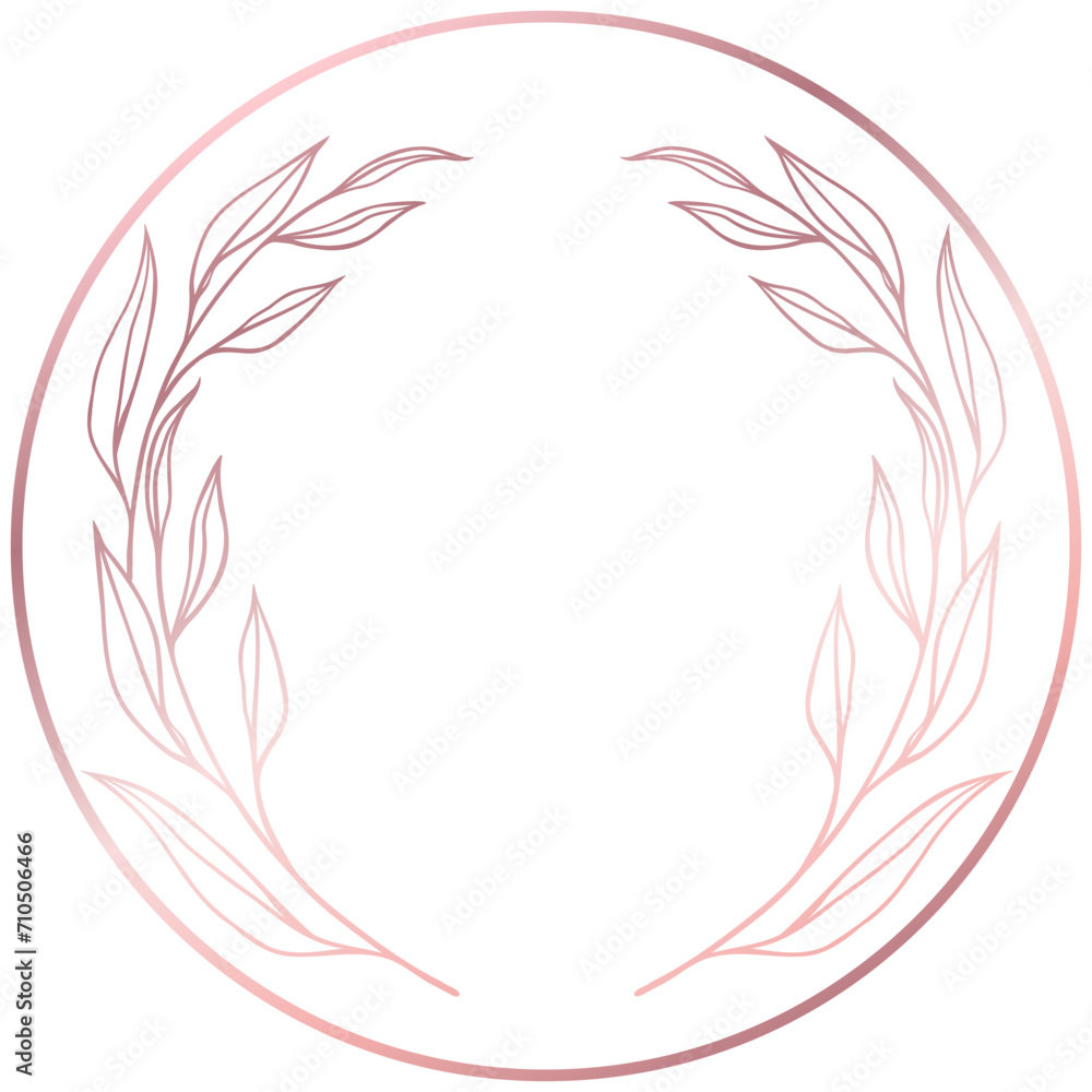 Rose gold floral circle line frame border Rose gold floral circle line frame border