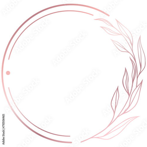 Rose gold floral circle line frame border © Moko22
