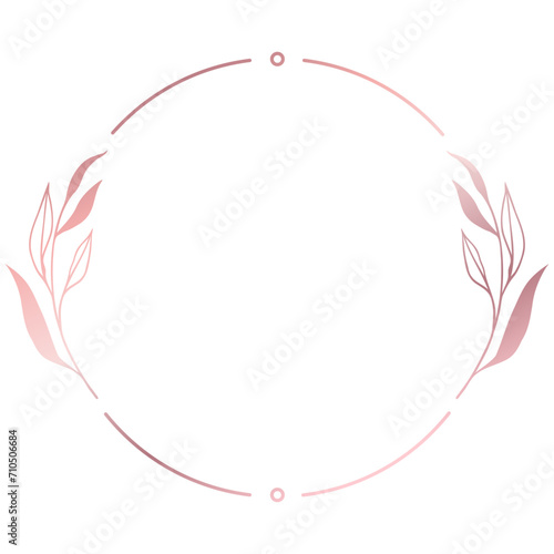 Rose gold floral circle line frame border