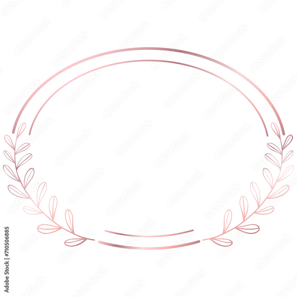 Rose gold floral circle line frame border