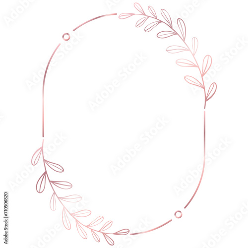 Rose gold floral circle line frame border