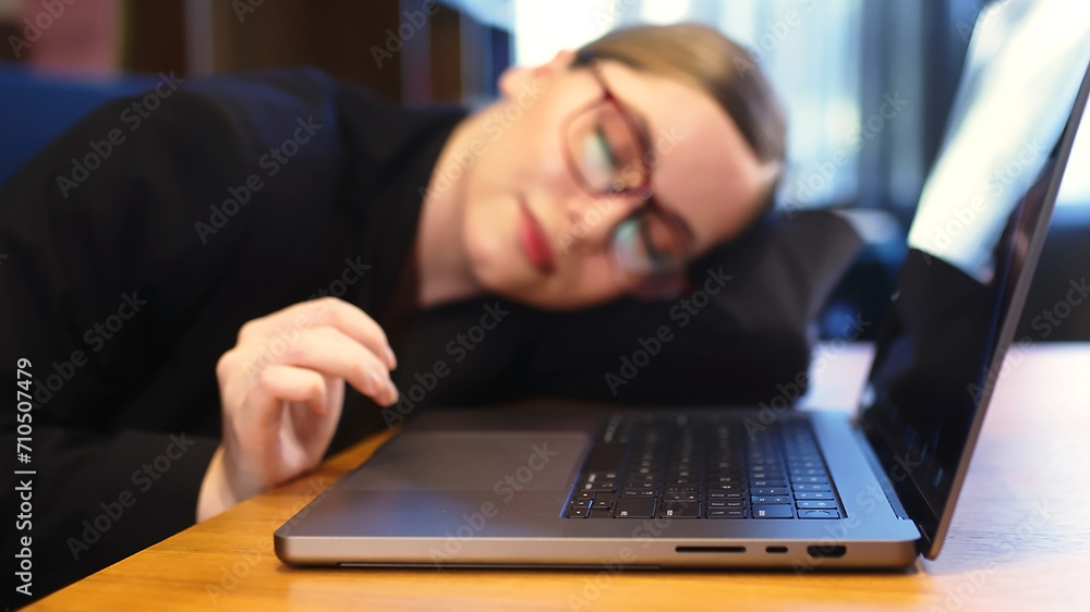 Business woman professional user using computer technology, doing online work in office or browsing the web, sitting in home office Business woman professional user using computer technology, doing online work in office or browsing the web, sitting in home office