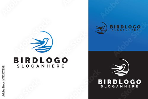 Elegant Bird Emblem Set Against Tri-Tone Backdrop