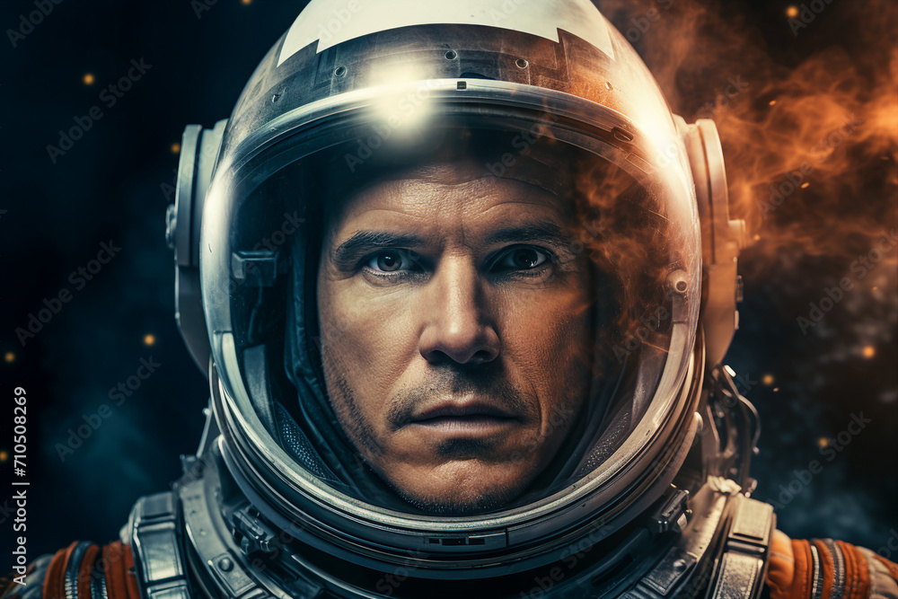 Fototapeta premium Mankind exploring the space using astronaut protective suit Generative AI closeup futurism