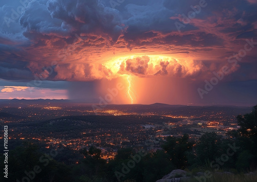 Electric Skies: Storm Clouds Brewing with Lightning Bolts, Unleashing the Raw Power of Nature.
