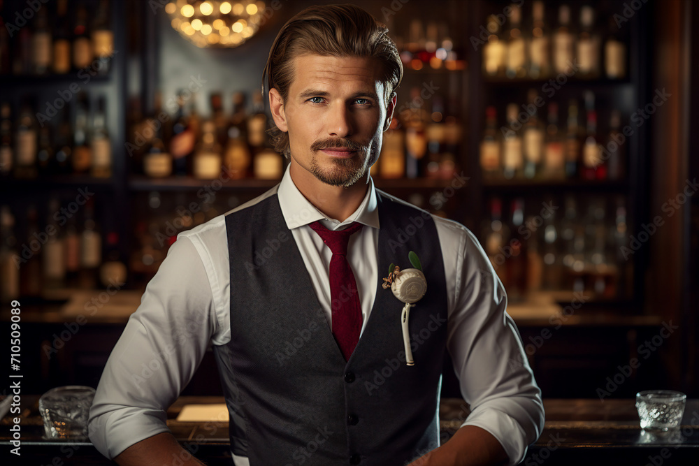 Obraz premium Portrait of handsome attractive man gentleman generative ai