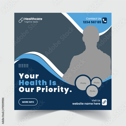 Wallpaper Mural Free Vector Square Banner Template Design Medical and Healthcare Social Media Posts Instagram Torontodigital.ca