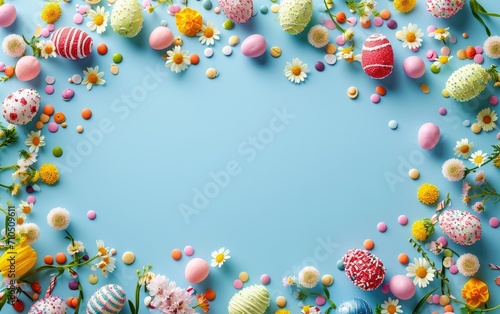 Frame for Easter made from colorful treats
