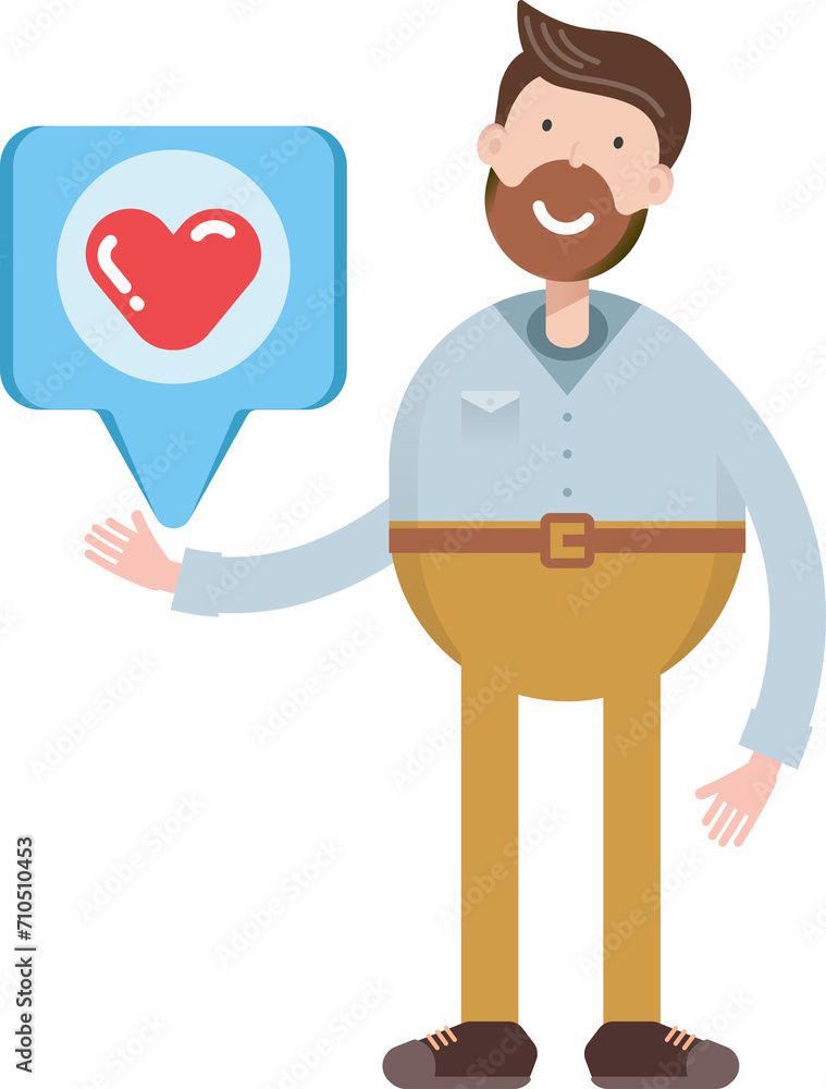 Beard Man Character and Heart Message
Beard Man Character and Heart Message