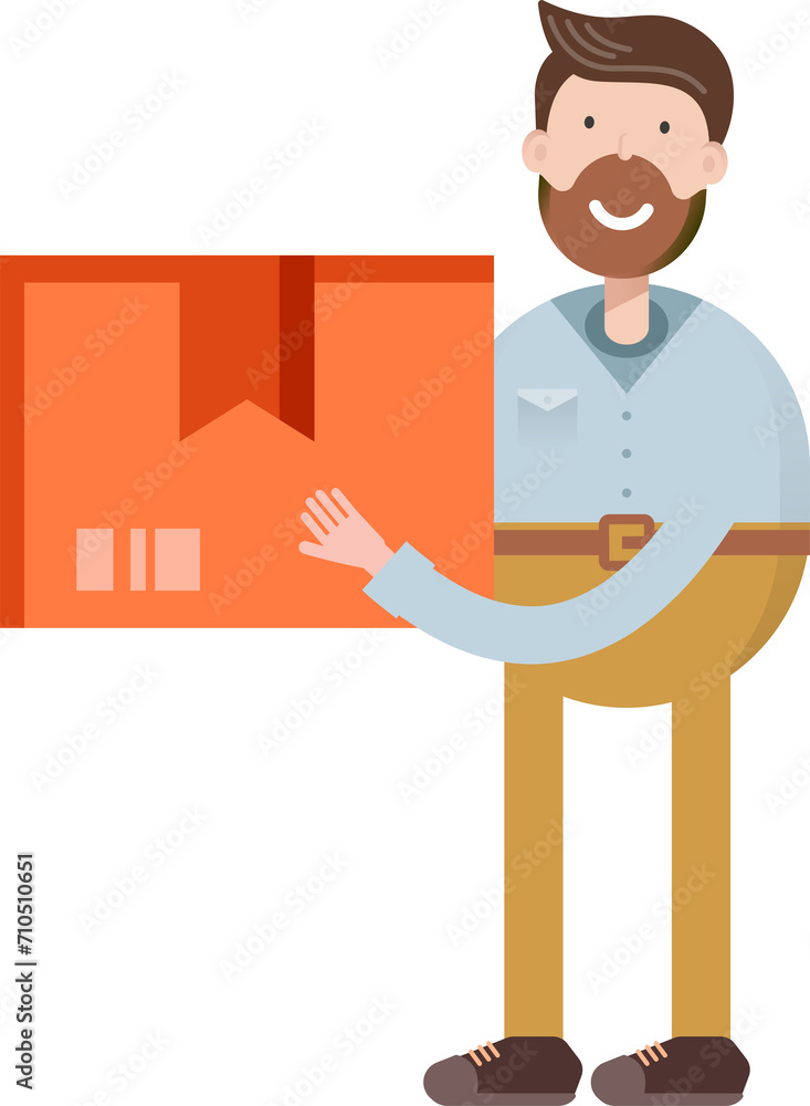 Beard Man Character Holding Box
Beard Man Character Holding Box