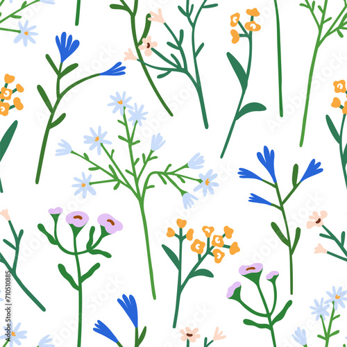 Seamless floral pattern. Repeating botanical print design. Endless background...