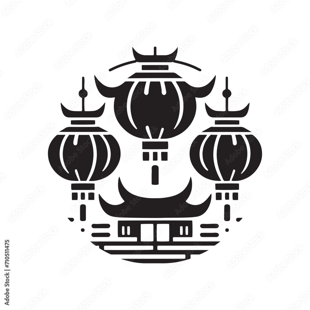 AweInspiring Lantern Glow Chinese Lanterns Silhouette Stock Series