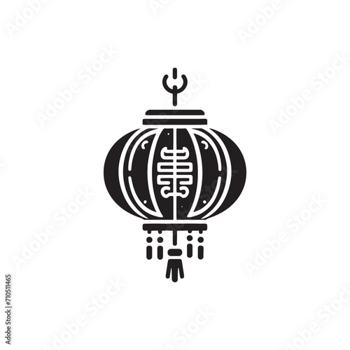 Mystical Lantern Dance: A Captivating Collection of Chinese Lanterns Silhouette Stock for Enthusiasts - Chinese New Year Silhouette - Chinese Lanterns Vector Stock 