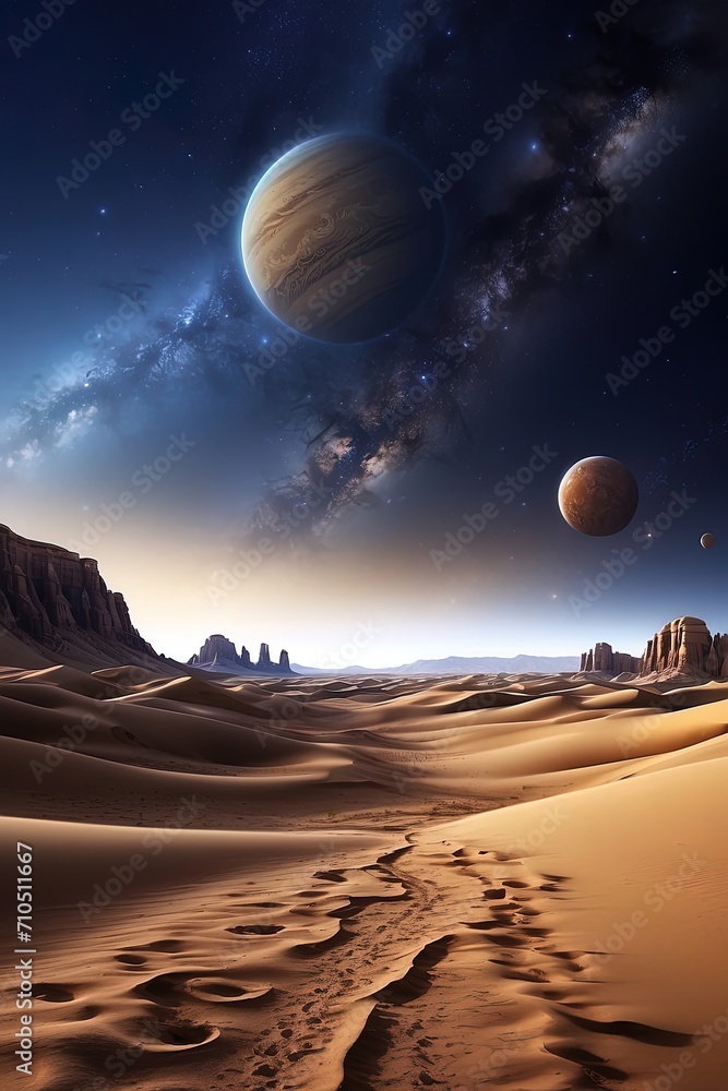 Desert, mountains, another planet