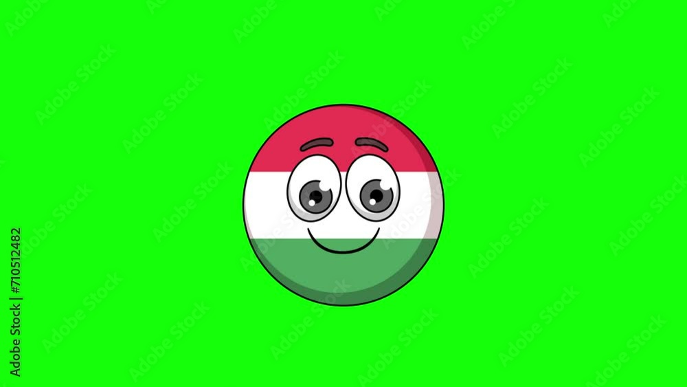 flag of hungary emoticon emoji with a face savoring food, cartoon animation Stock ビデオ Adobe Stock