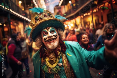 people celebrating Mardi Gras masquerade festival photo