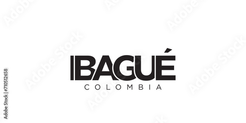 Ibague in the Colombia emblem. The design features a geometric style, vector illustration with bold typography in a modern font. The graphic slogan lettering. photo