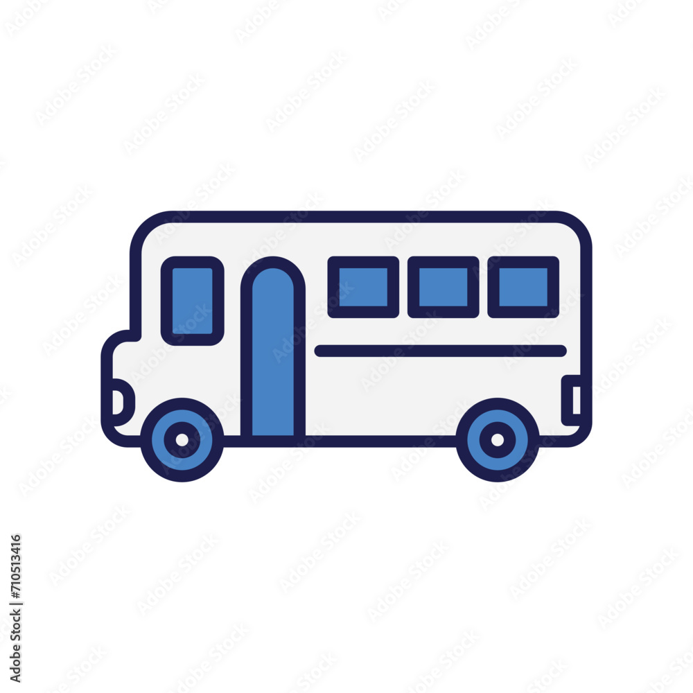 school bus icon with white background vector stock illustration