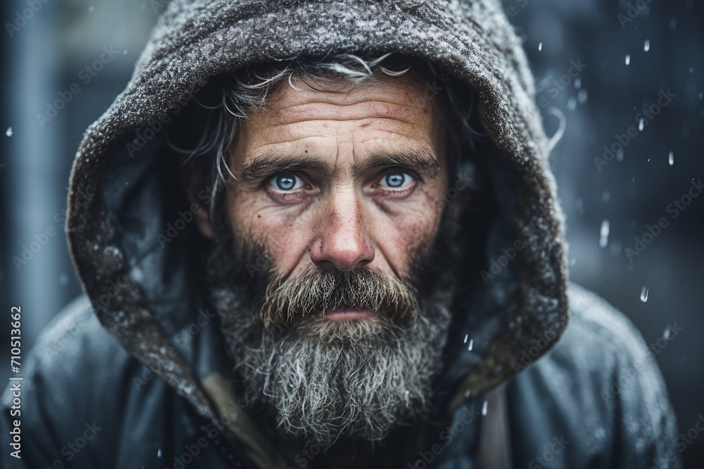Generative AI picture of desperate homeless person man woman child poor helpless in the street Generative AI picture of desperate homeless person man woman child poor helpless in the street