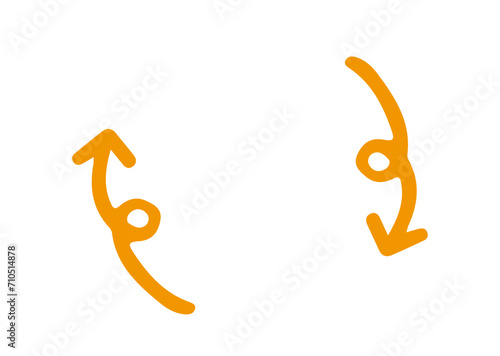 手書きの曲がる矢印のセット