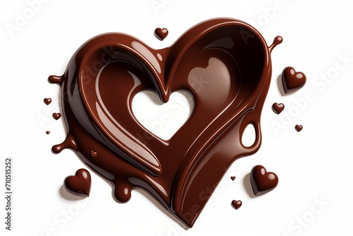 Chocolate heart on white background