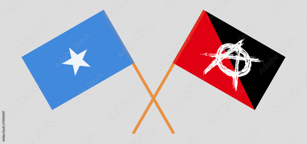 Crossed flags of Somalia and anarchy. Official colors. Correct proportion Crossed flags of Somalia and anarchy. Official colors. Correct proportion