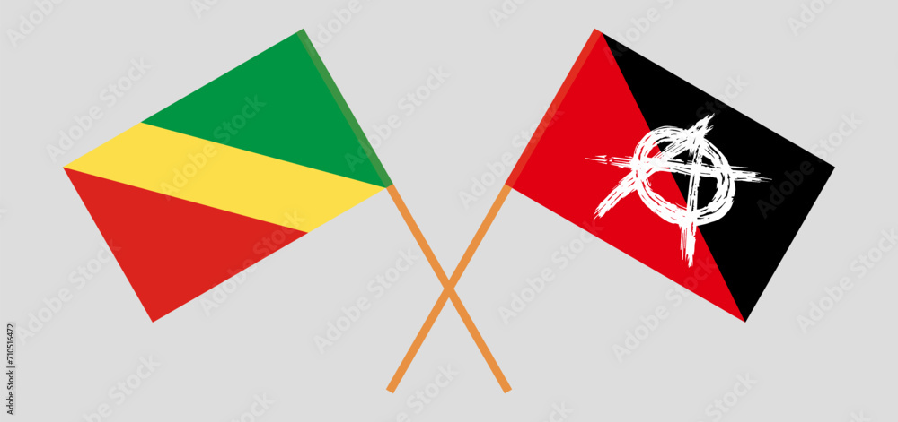 Crossed flags of Republic of the Congo and anarchy. Official colors. Correct proportion Crossed flags of Republic of the Congo and anarchy. Official colors. Correct proportion