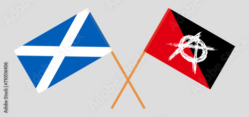 Crossed flags of Scotland and anarchy. Official colors. Correct proportion