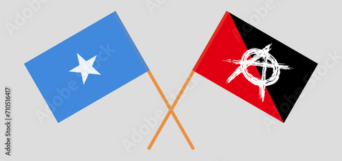 Crossed flags of Somalia and anarchy. Official colors. Correct proportion