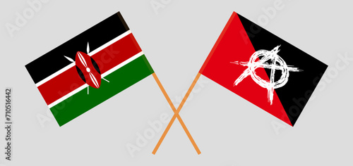 Crossed flags of Kenya and anarchy. Official colors. Correct proportion