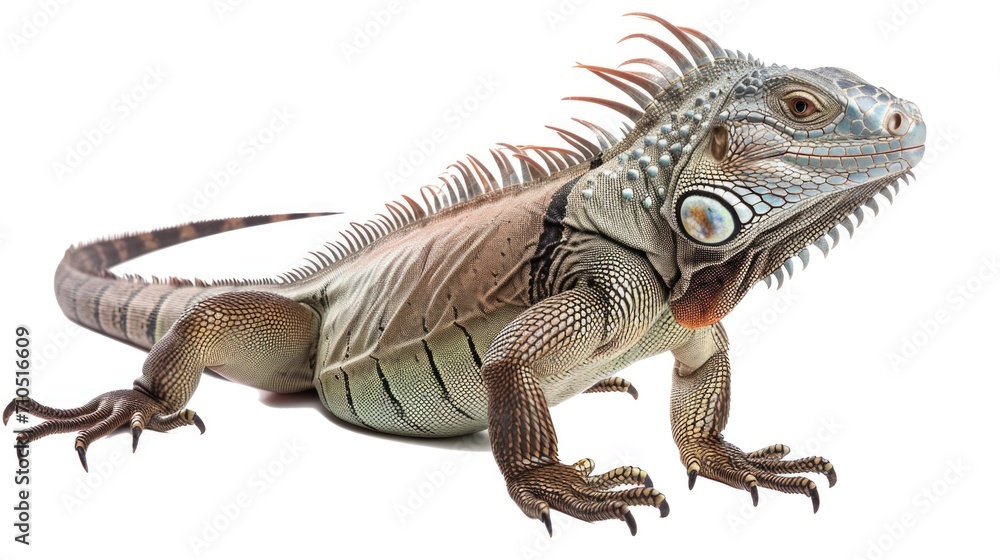 Obraz premium Iguana isolated on white background, full body side view