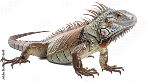 Iguana isolated on white background  full body side view