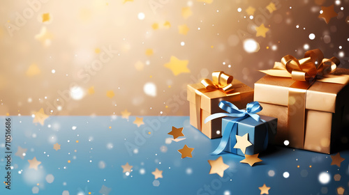 Gift box background with copy space for Christmas gifts, holidays or birthdays © feng