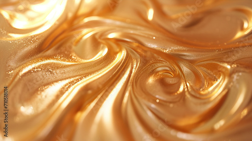 Beautiful abstract background. Liquid gold paint close up

