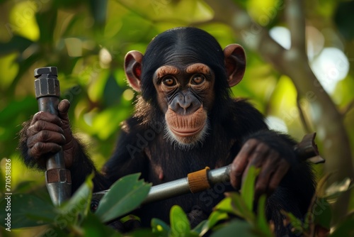 Clever chimpanzee uses tools ingeniously