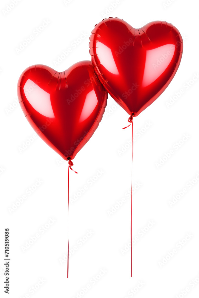 a pair of red heart shaped balloons
