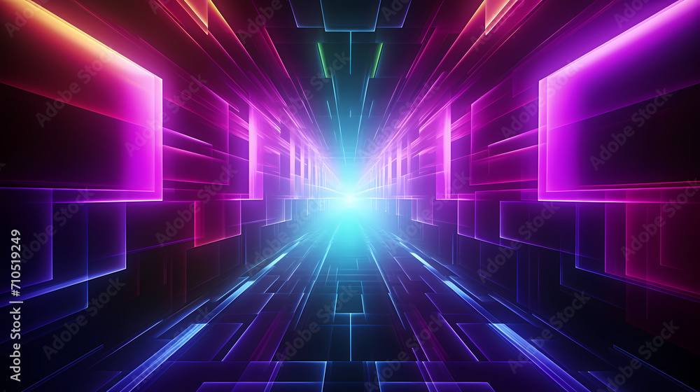 Obraz premium Abstract geometric lines background, technological lines background and light effects, 3D rendering