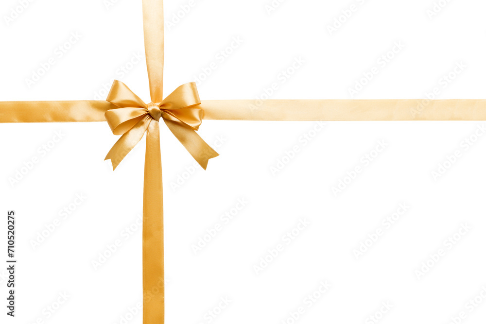 Gold ribbon bow isolated on white background. empty space for design Gold ribbon bow isolated on white background. empty space for design
