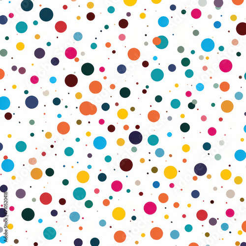 Confetti Celebration: Abstract, Patterned, Bright Polka Dot Illustration on White Background