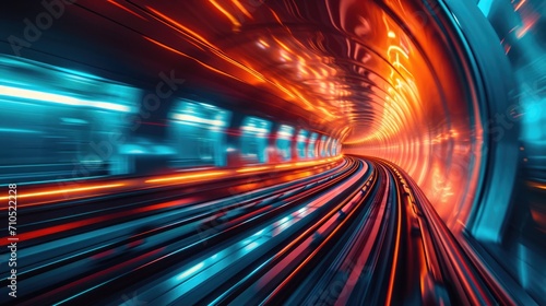 High-speed view of a vibrant tunnel with motion blur effects