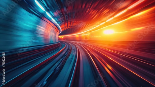 High-speed view of a vibrant tunnel with motion blur effects