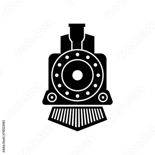 Vintage Old Locomotive Engine icon or logo Design Vector