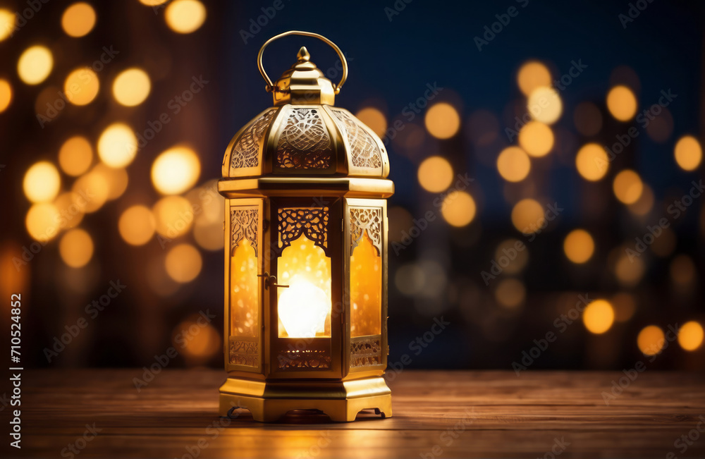 Ornate Lanterns Aglow on Enchanted golden bokeh background through Delicate Islamic Lantern Patterns with copy space, eid al fitri, isra mi'raj, eid al adha Ornate Lanterns Aglow on Enchanted golden bokeh background through Delicate Islamic Lantern Patterns with copy space, eid al fitri, isra mi'raj, eid al adha