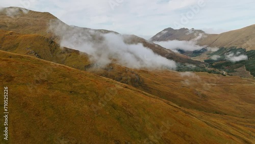 Highlands at Loch Cluanie Scotland Aerial view photo