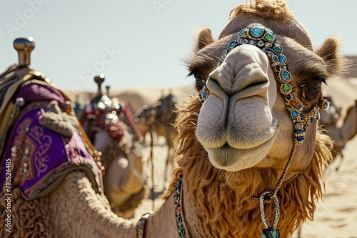 Camel in the desert illustration photo