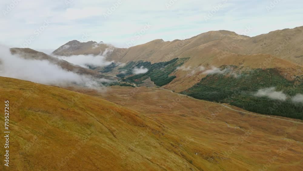 Highlands at Loch Cluanie Scotland Aerial view Highlands at Loch Cluanie Scotland Aerial view