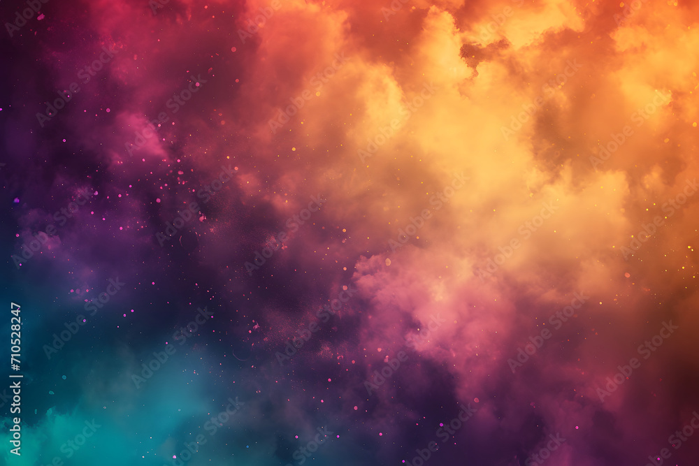 Colorful dust cloud, holi powder in the air, abstract background
