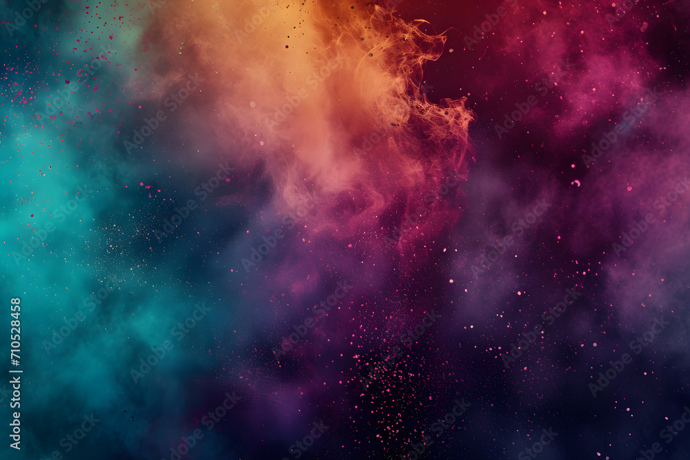 Colorful dust cloud, holi powder in the air, abstract background Colorful dust cloud, holi powder in the air, abstract background