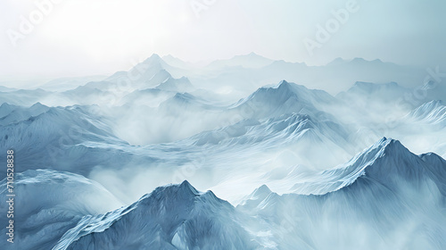 Winter mountain landscape, snow covered blue mountains  photo